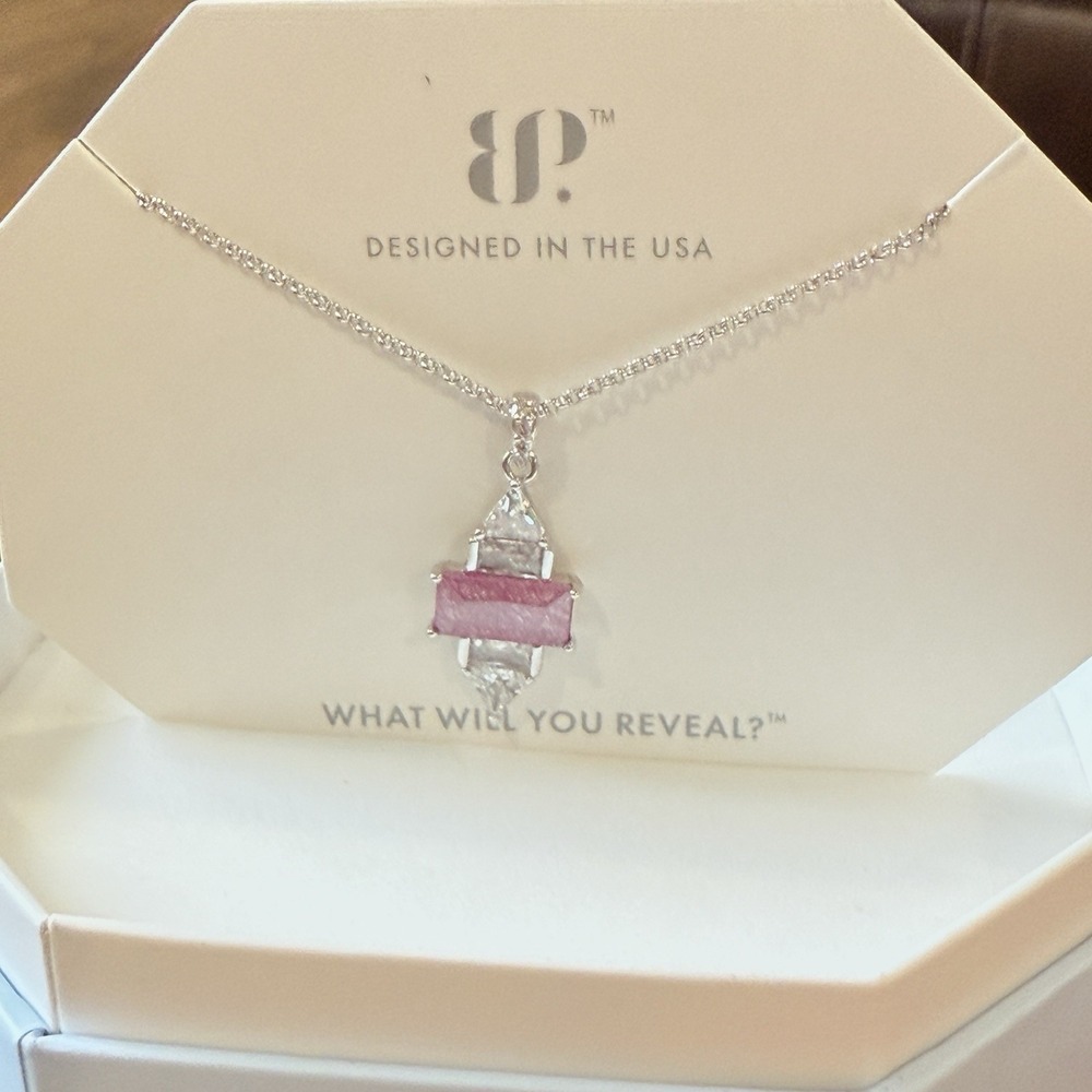 BP OG Necklace RBP8948 "Can't Outshine Me" Lavender Ice Crystal Rhodium NEW - Picture 3 of 5